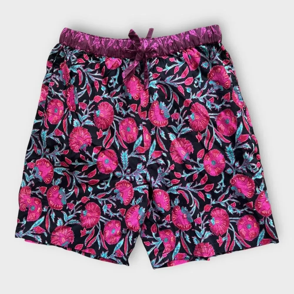 Sundance Leia Elastic Waist Pull On Floral Shorts Magenta Purple Womens XXS Boho